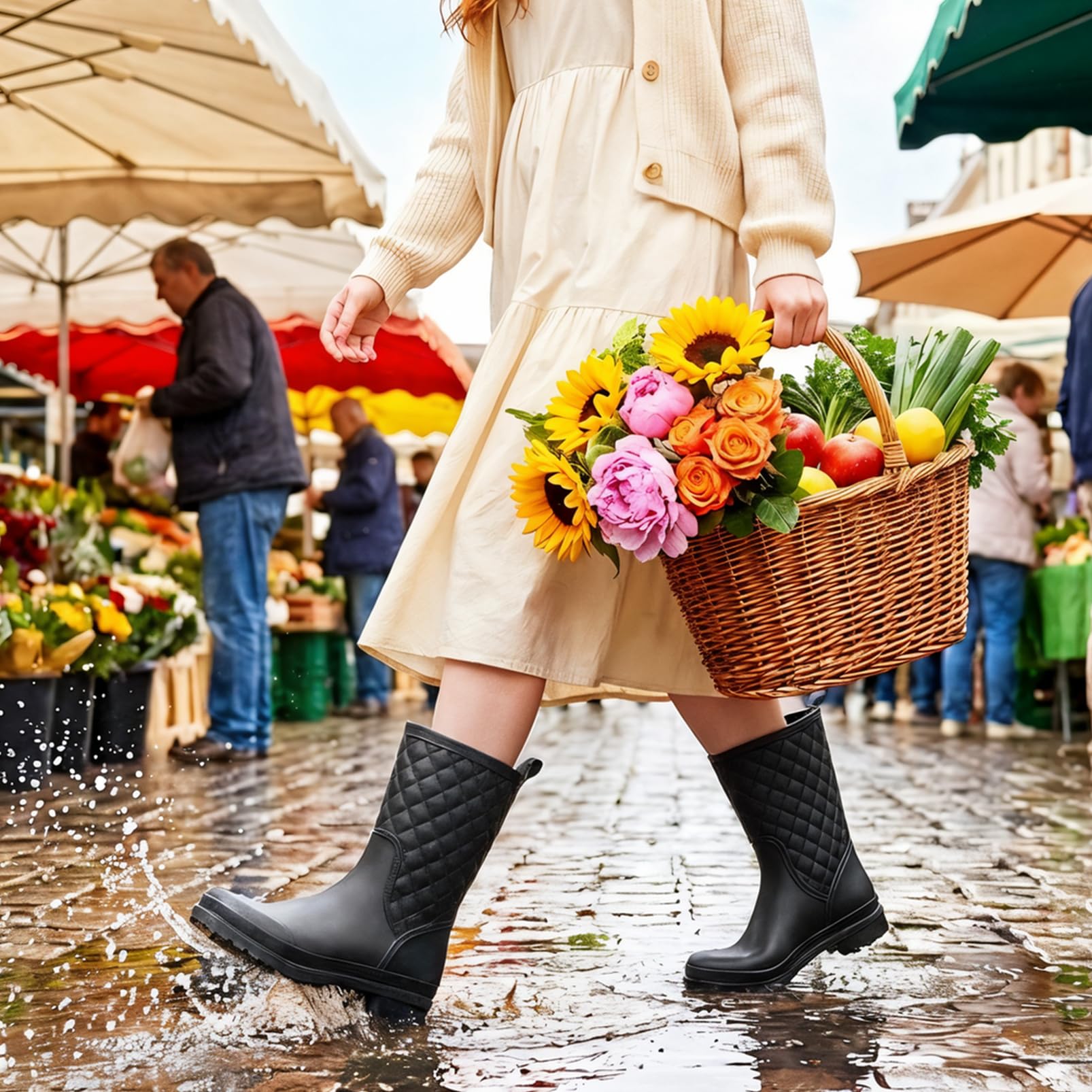 Hitmars Stivali Pioggia Donna Gomma Scarpe Impermeabili Chelsea Boots