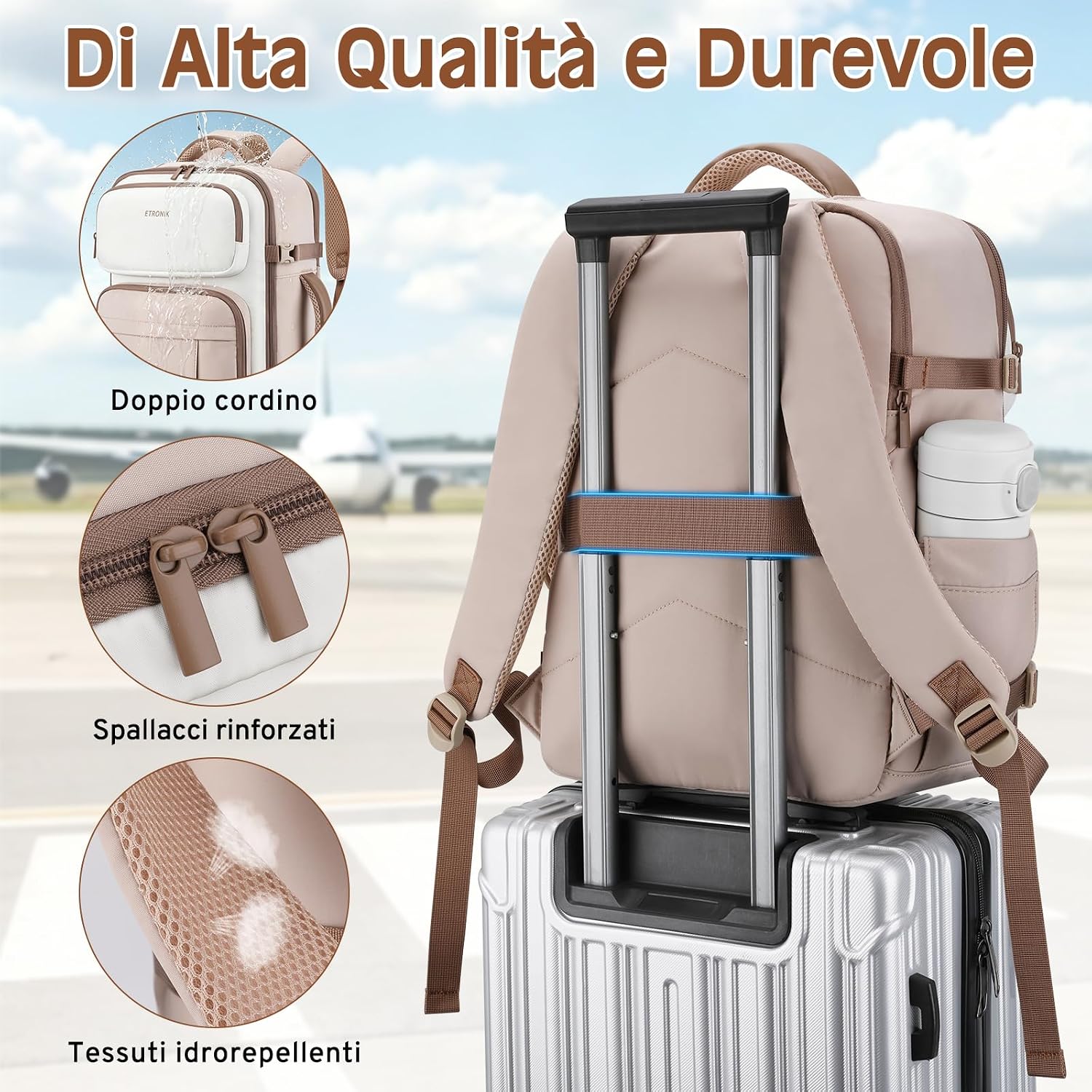 ETRONIK Zaino Ryanair 40x30x20 Impermeabile 24L Bagaglio A Mano Aereo Zaino