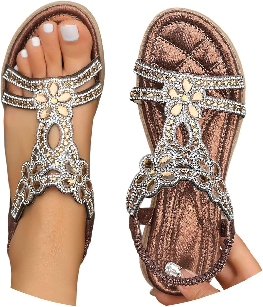 Generico Sandali Donna Estive,Sandali Donna Estive Eleganti,Sandalo Gioiello,Sandalo Da Con Strass,Infradito Con Strass,Infradito Gioiello,sandali Bohémien, Casual Open Toe sandali,sandals argento 39