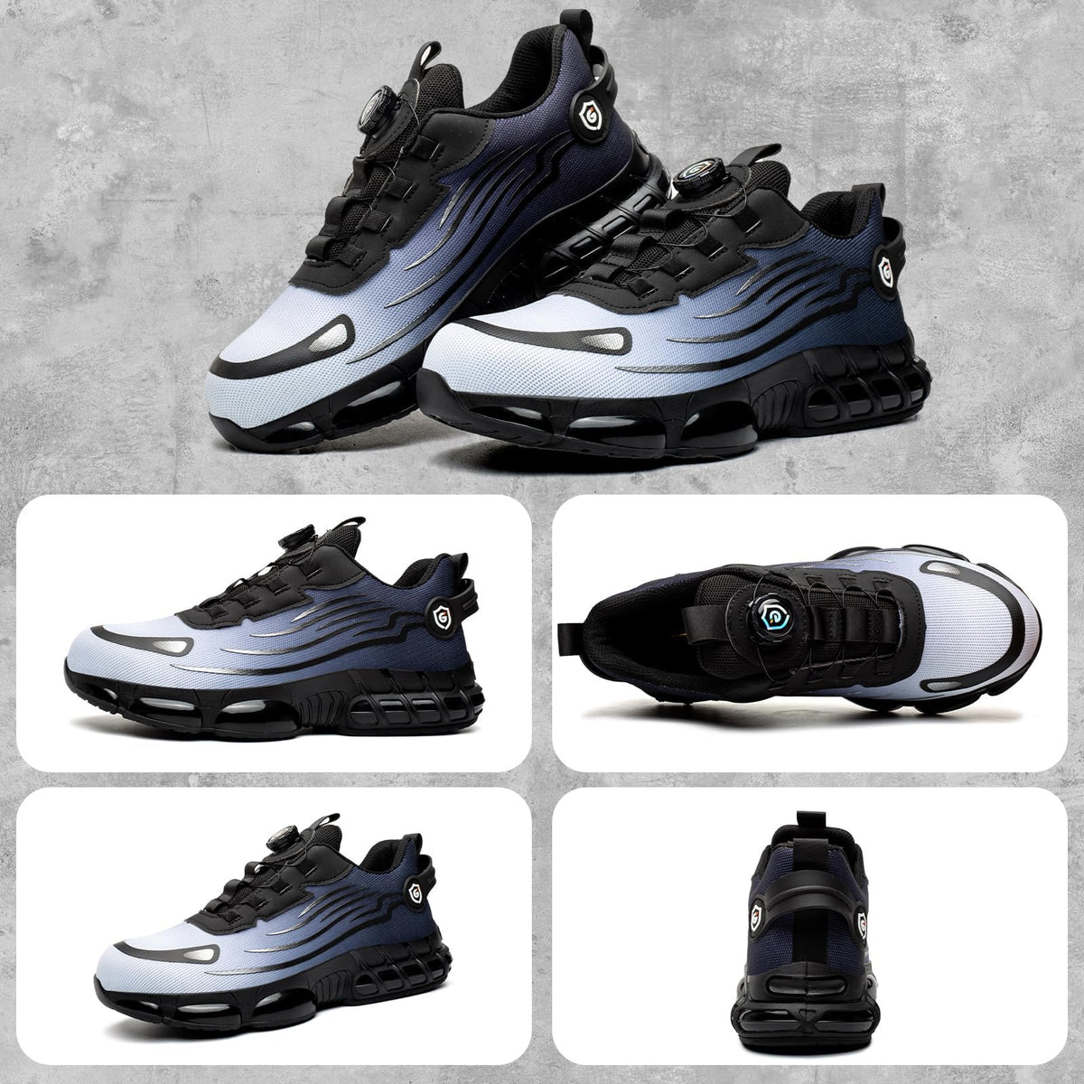 Scarpe Antinfortunistiche Uomo Donna Leggere Traspiranti Sneakers Antiscivolo Scarpe Sicurezza con Punta in Acciaio Regolazione Rapida dei Lacci 36-46 EU