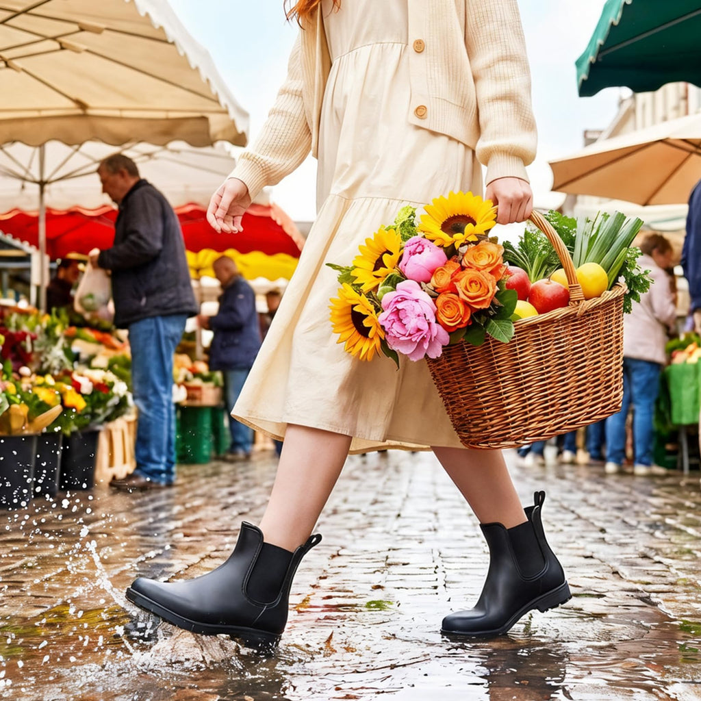Hitmars Stivali Pioggia Donna Gomma Scarpe Impermeabili Chelsea Boots