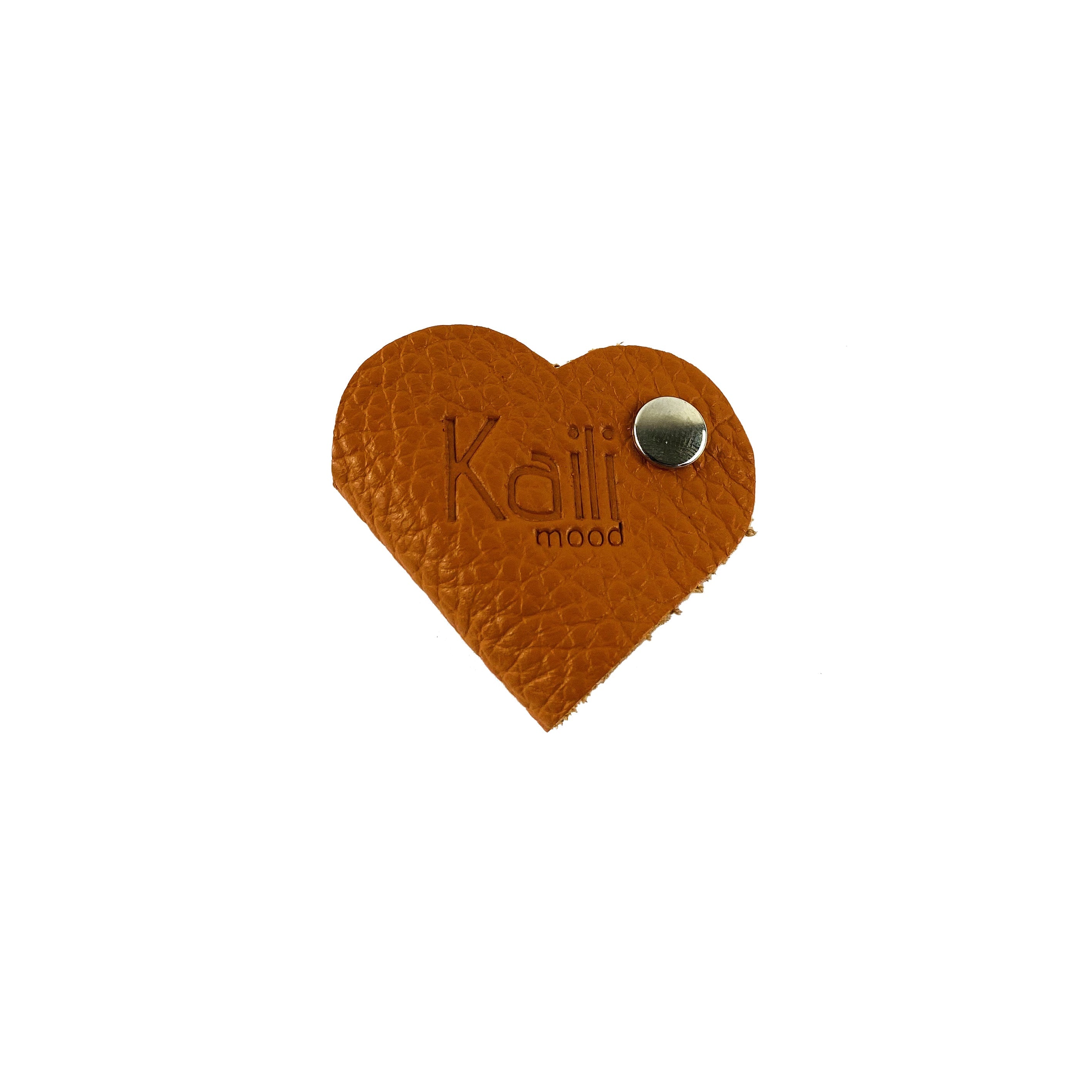 K0039LB | Heart Winder Made in Italy Genuine Full Grain Leather, Dollar Grain - Orange Color - Size: 5 x 8 x 0.5 cm - Package: Rigid bottom/cover Gift Box