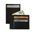K10307AB | Document Holder/Card Holder RFID protection in genuine full-grain leather, dollar grain. Black color. Dimensions: 12 x 9 x 0.5 cm. Packaging: hard bottom/cover Gift Box