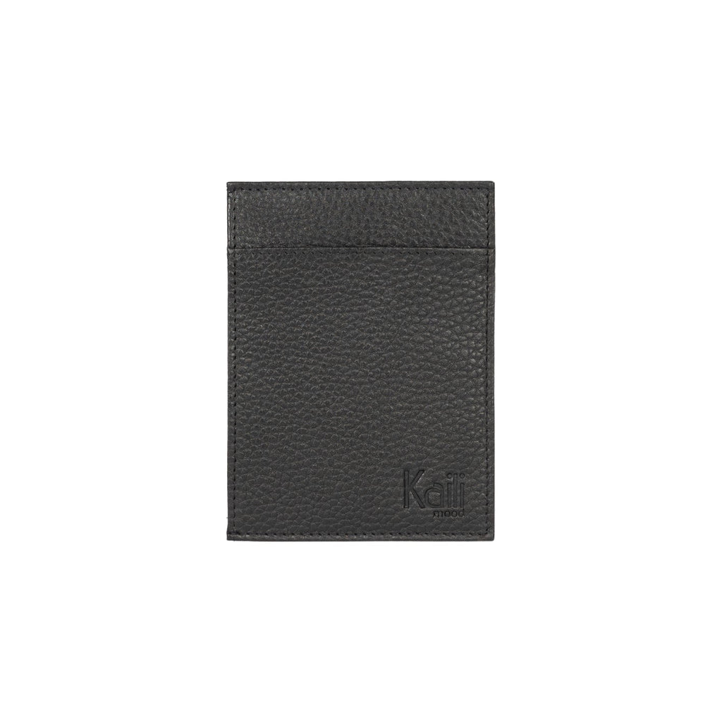 K10307AB | Document Holder/Card Holder RFID protection in genuine full-grain leather, dollar grain. Black color. Dimensions: 12 x 9 x 0.5 cm. Packaging: hard bottom/cover Gift Box
