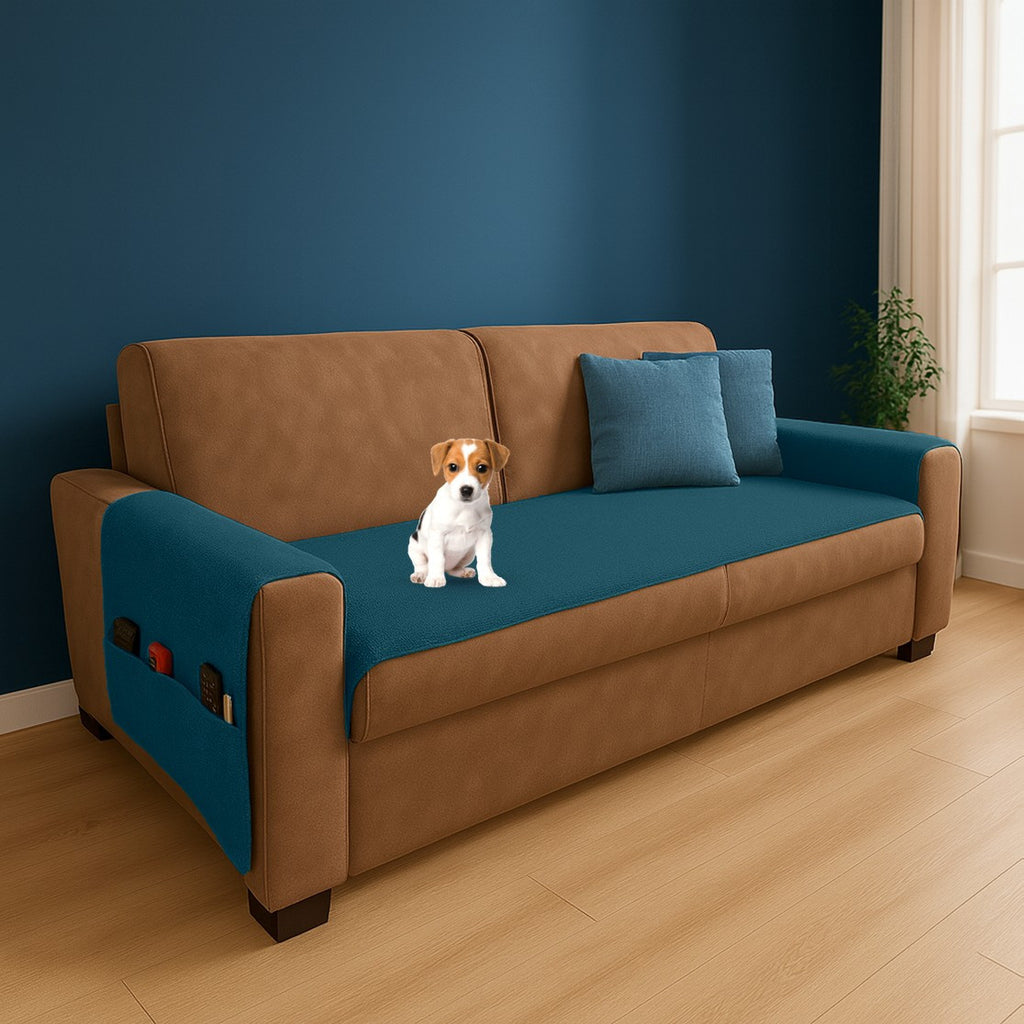 Runner Copriseduta divano Impermeabile con copribraccioli - ARMOR blu