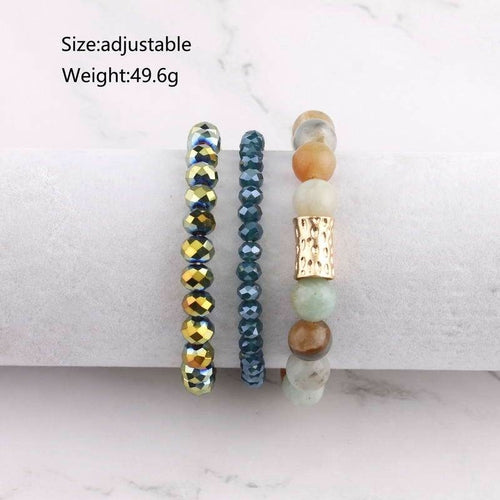 Natural Stone Mala Beads Amazon Stone Stacked Stretch Essential Oil