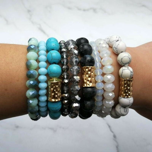 Natural Stone Mala Beads Amazon Stone Stacked Stretch Essential Oil