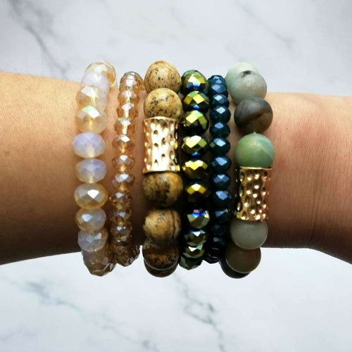 Natural Stone Mala Beads Amazon Stone Stacked Stretch Essential Oil