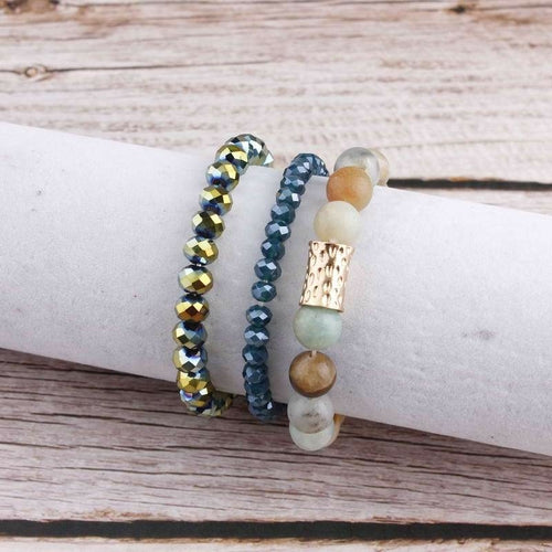 Natural Stone Mala Beads Amazon Stone Stacked Stretch Essential Oil
