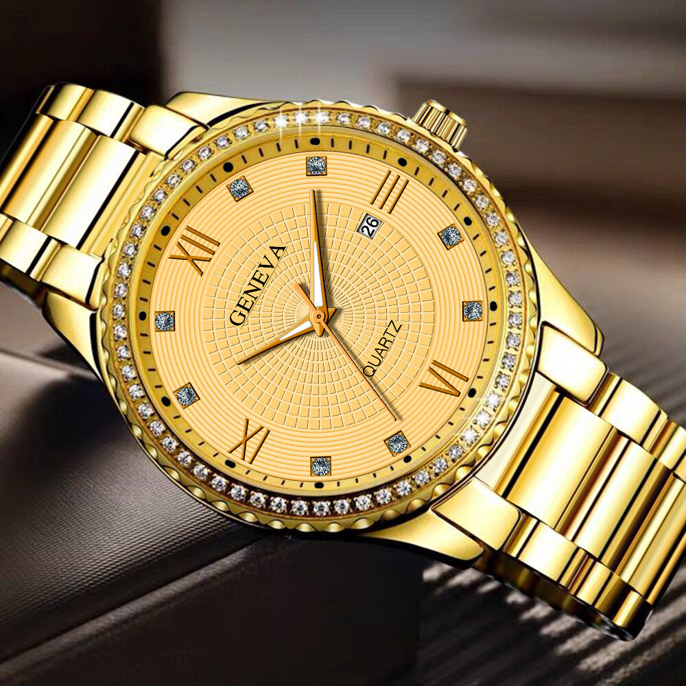 Orologio Uomo Quarzo Oro Impermeabile Classico Acciaio Inox Analogico Business Moda