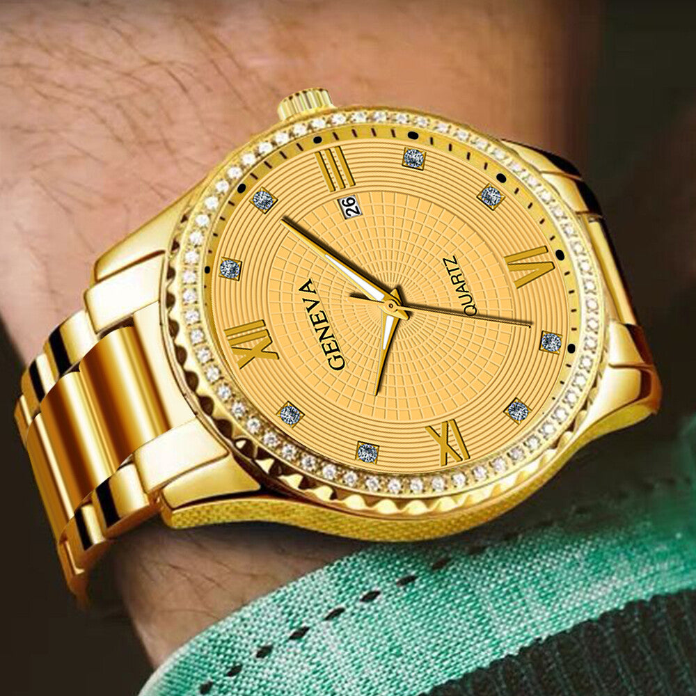 Orologio Uomo Quarzo Oro Impermeabile Classico Acciaio Inox Analogico Business Moda