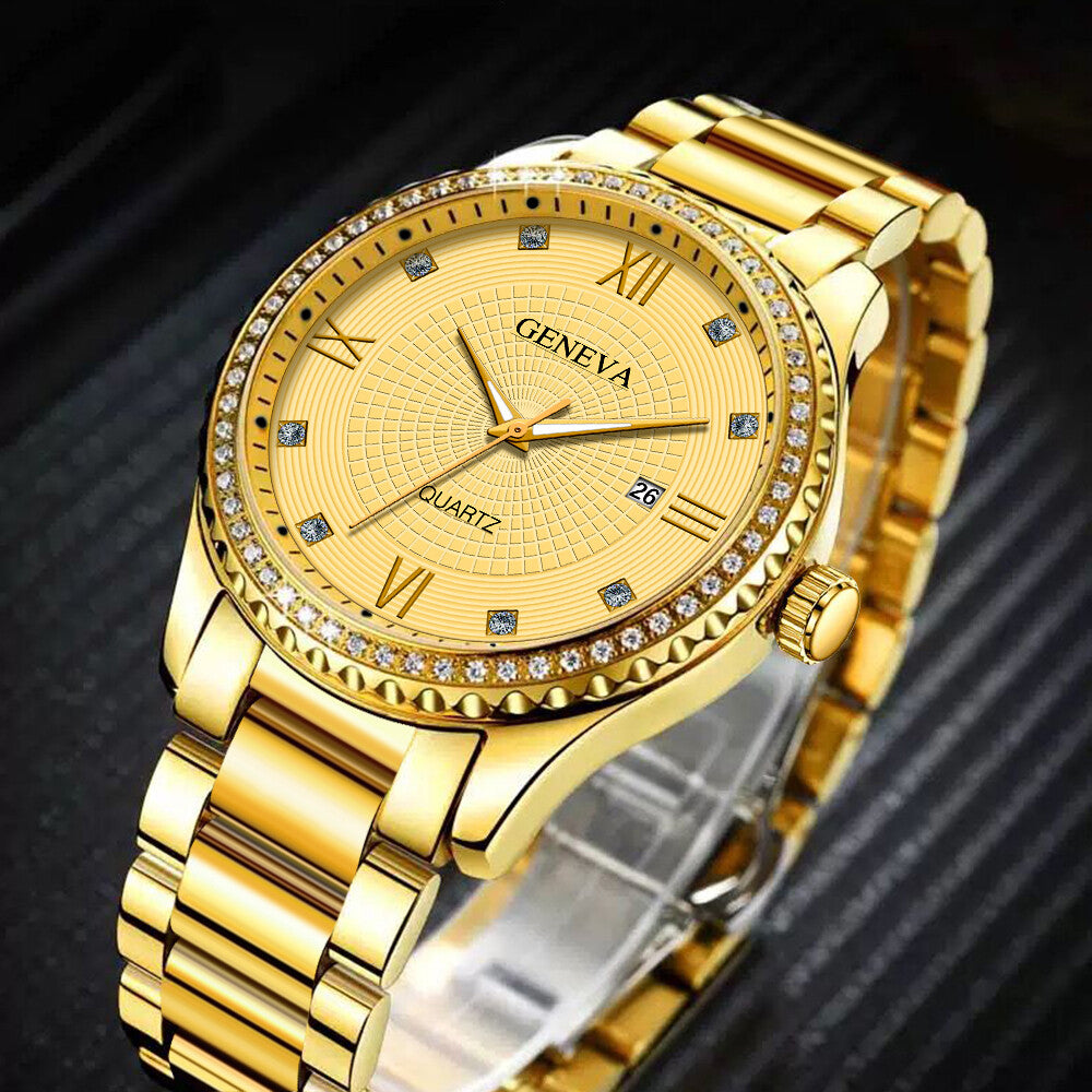 Orologio Uomo Quarzo Oro Impermeabile Classico Acciaio Inox Analogico Business Moda