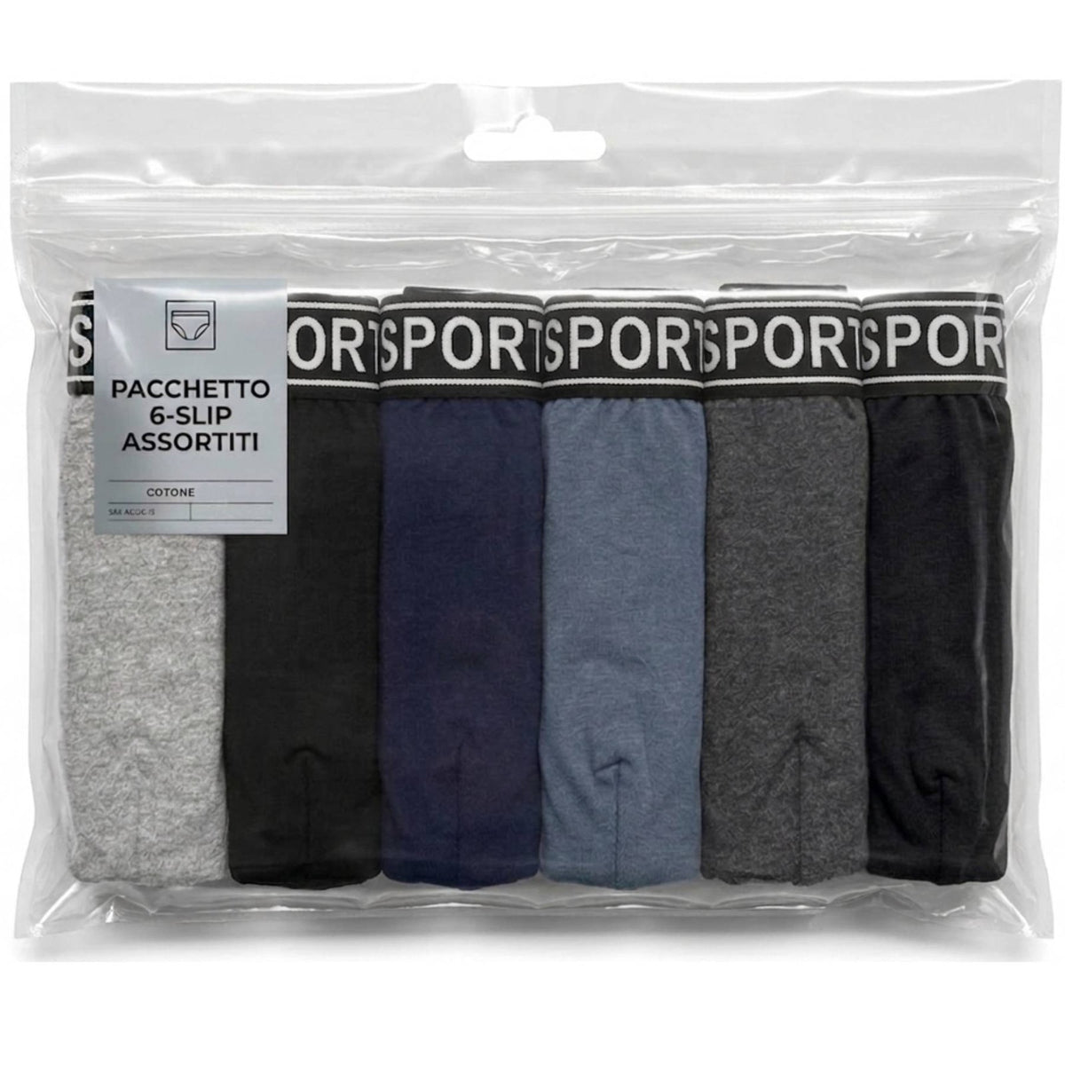 6 Slip Uomo Cotone Elasticizzato Comodi Multipack Colori Assortiti S M L XL