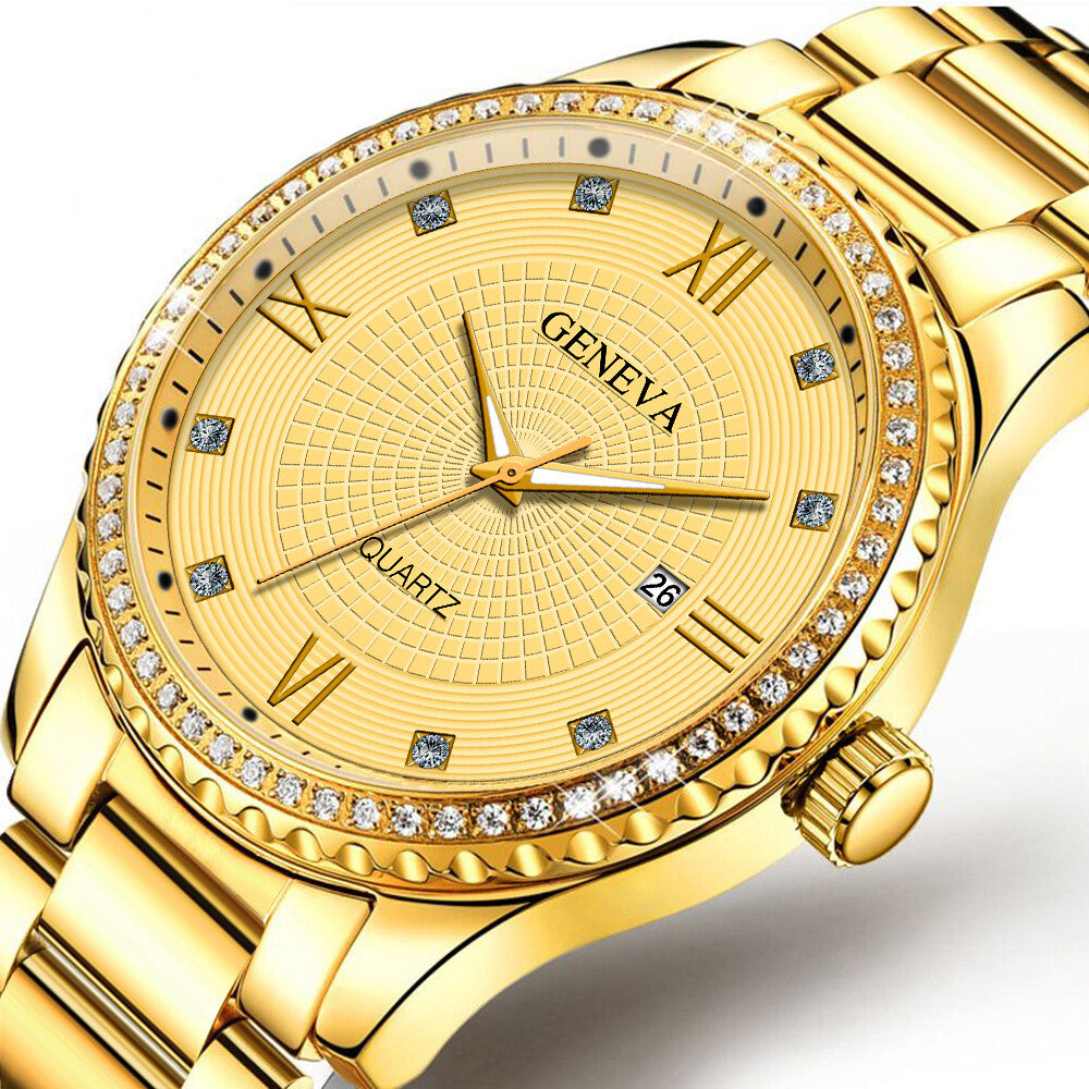 Orologio Uomo Quarzo Oro Impermeabile Classico Acciaio Inox Analogico Business Moda
