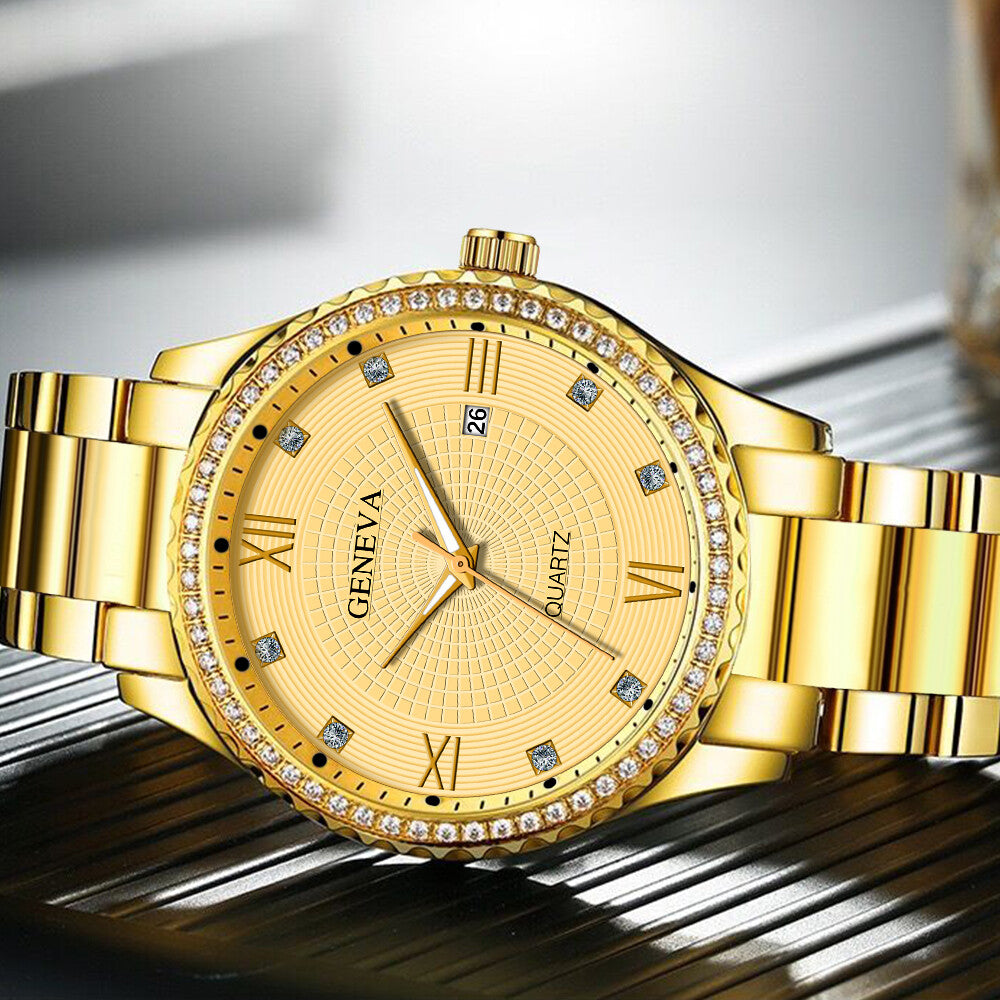 Orologio Uomo Quarzo Oro Impermeabile Classico Acciaio Inox Analogico Business Moda